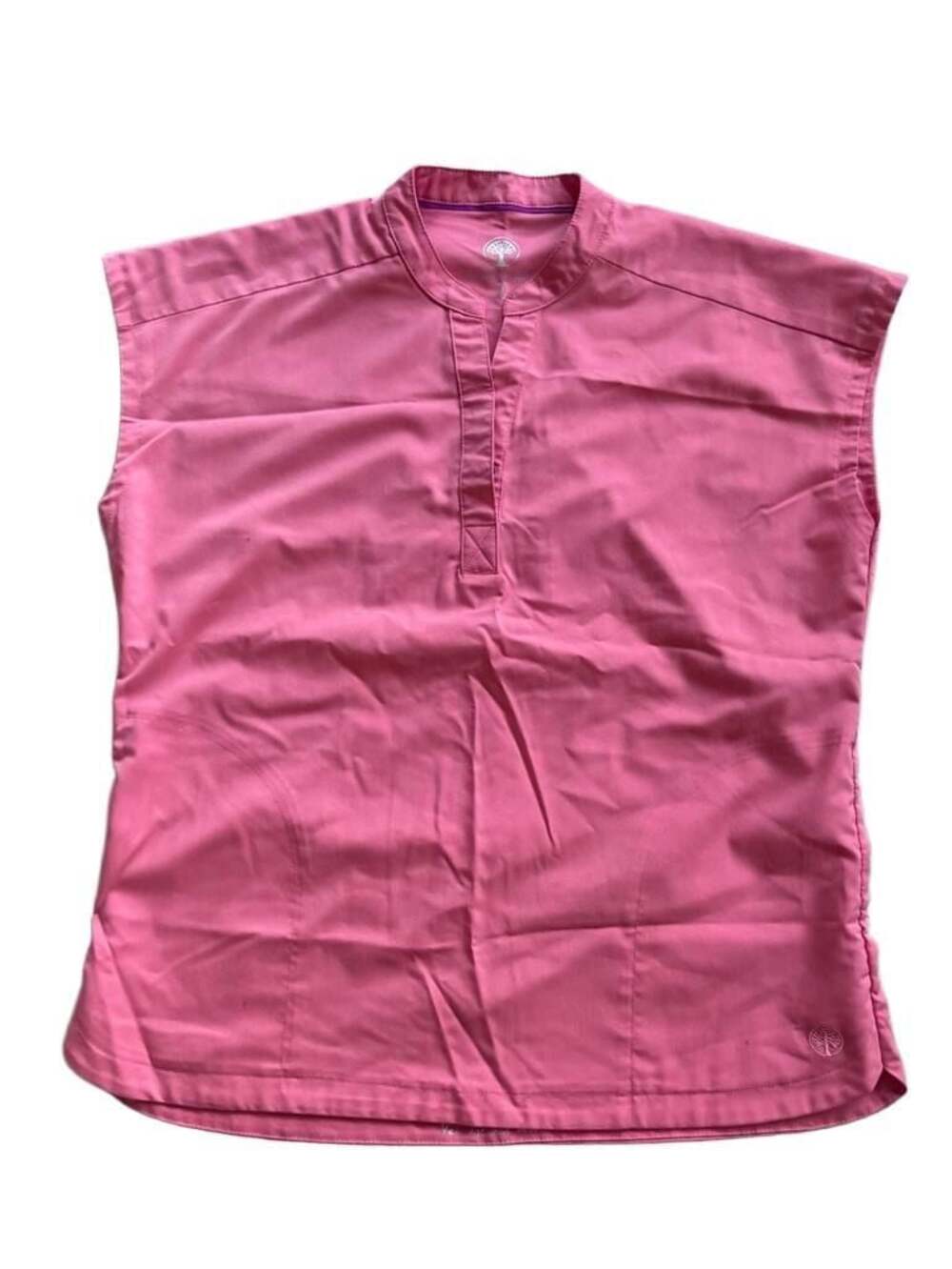 Healing Hands Pink Women's Scrub Top Size M Sleeveless Band Collar